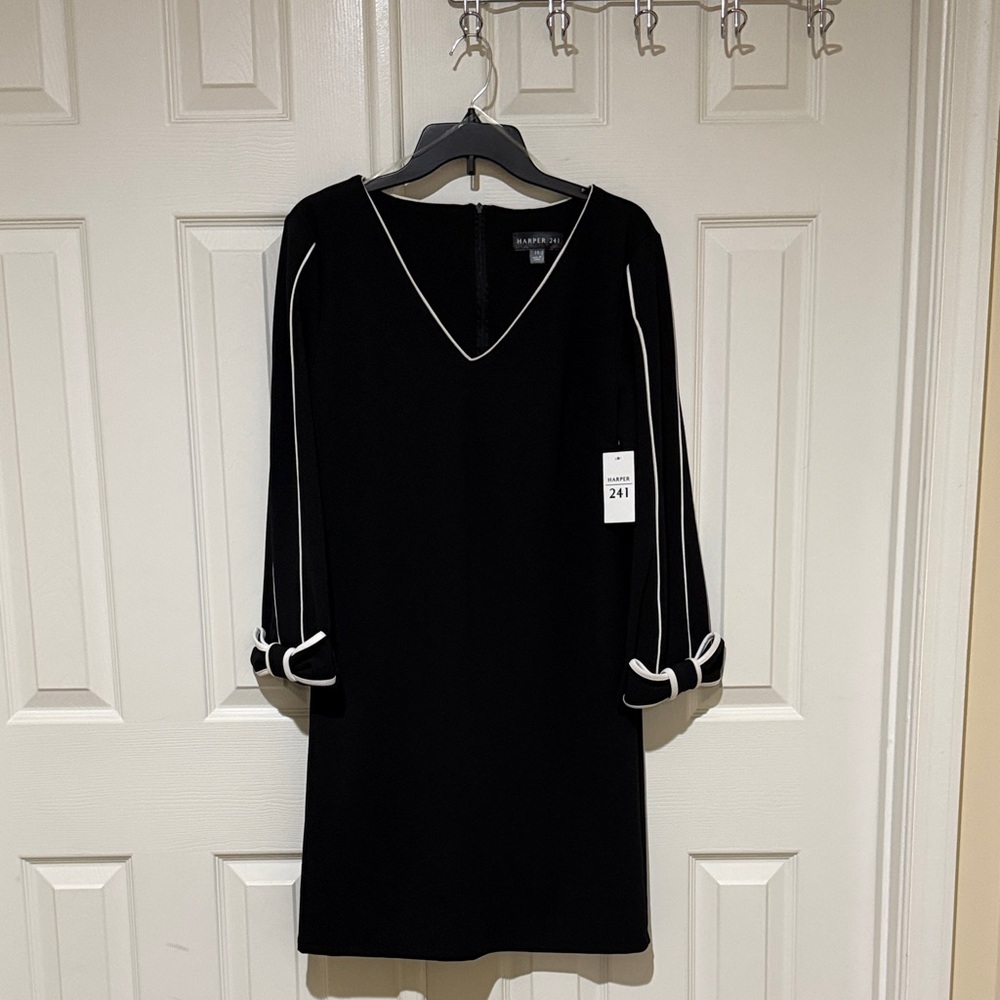Harper Black Dress with White Accents